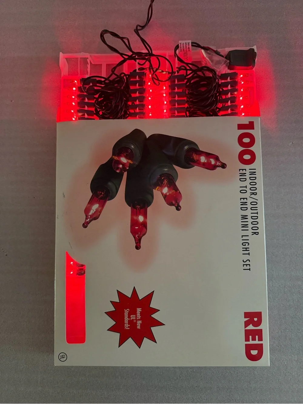 Vintage 1998 Red Christmas Holiday String Lights 200 Bulbs